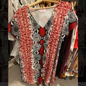 Buddy Love red and black snakeskin shift dress